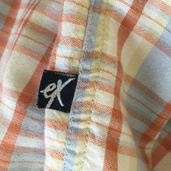 Exco Jeans Mens Vintage Orange Blue Plaid Button Down Shirt Short Sleeve Sz 2XL - Picture 16 of 16